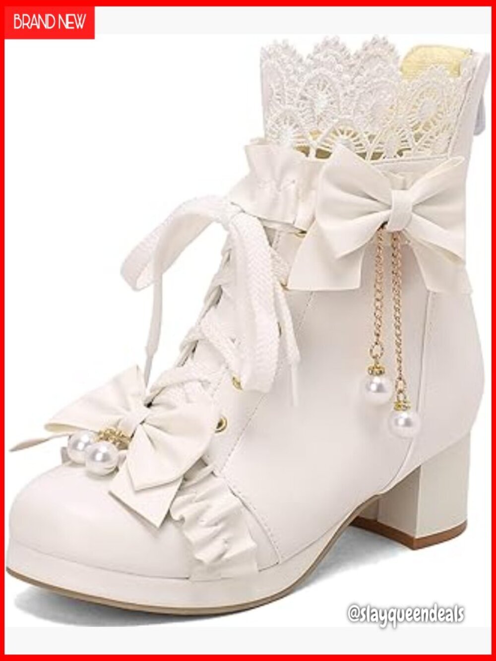 Lace Up Ankle Boots Chunky Heel Platform Cosplay Shoes Size Chart